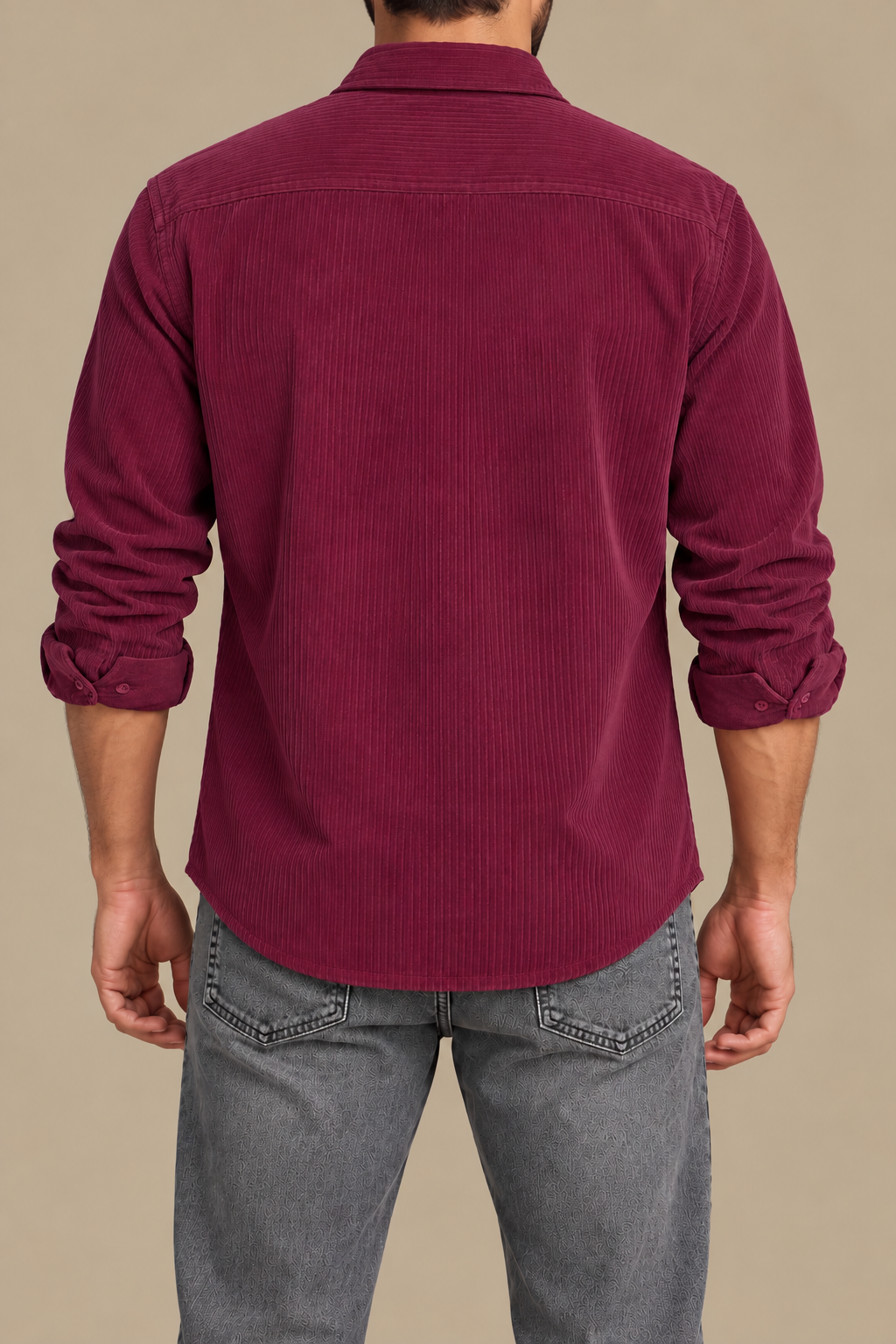 Burgendy Long sleeve velvet shirt