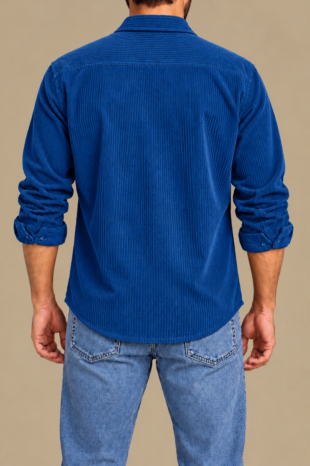 Blue long sleeve velvet shirt