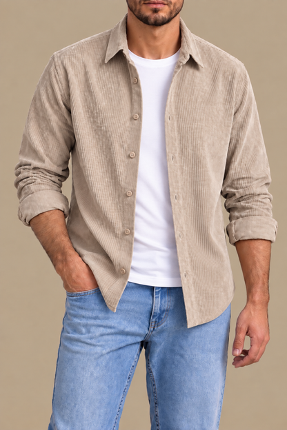 Coffee brown long sleeve velvet shirt