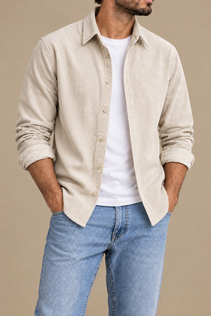 Beige velvet shirt