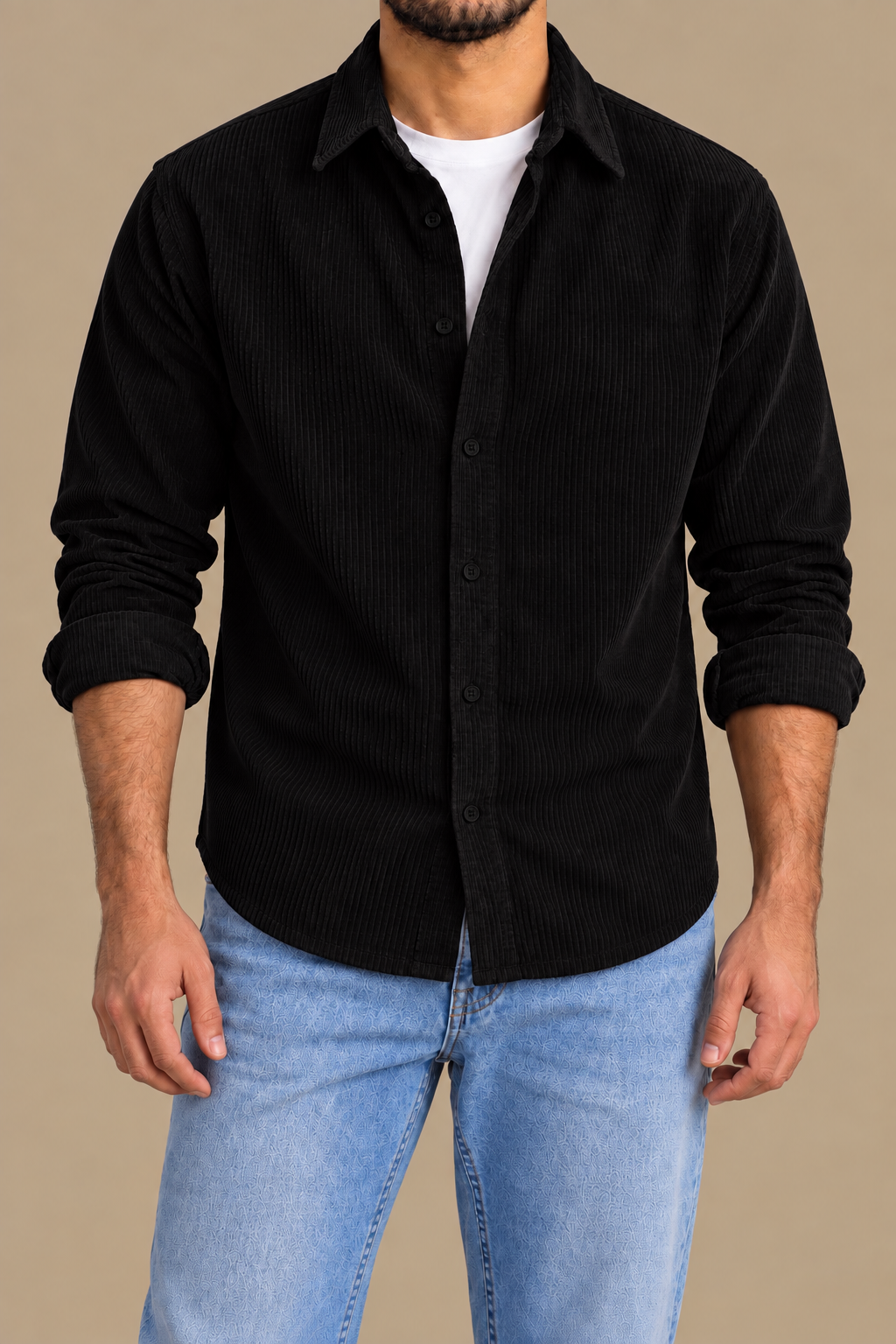 Black long sleeve velvet shirt