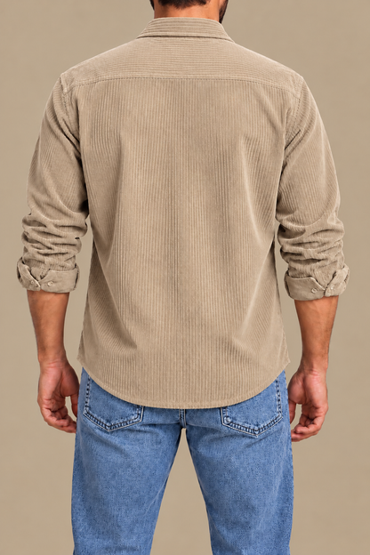 Coffee brown long sleeve velvet shirt