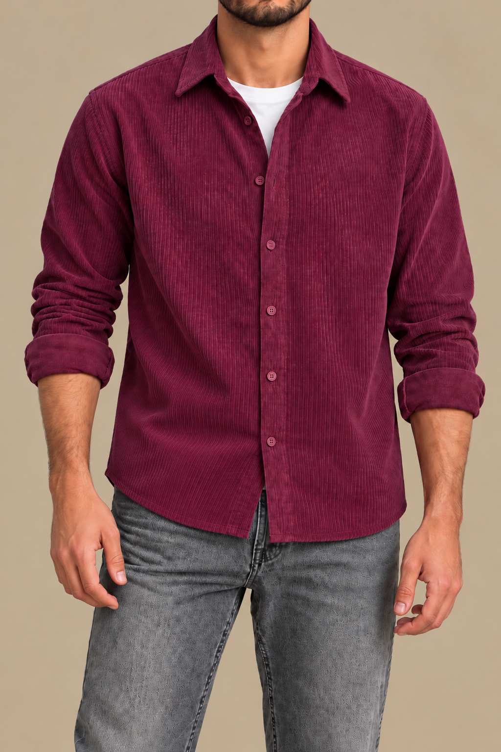 Burgendy Long sleeve velvet shirt