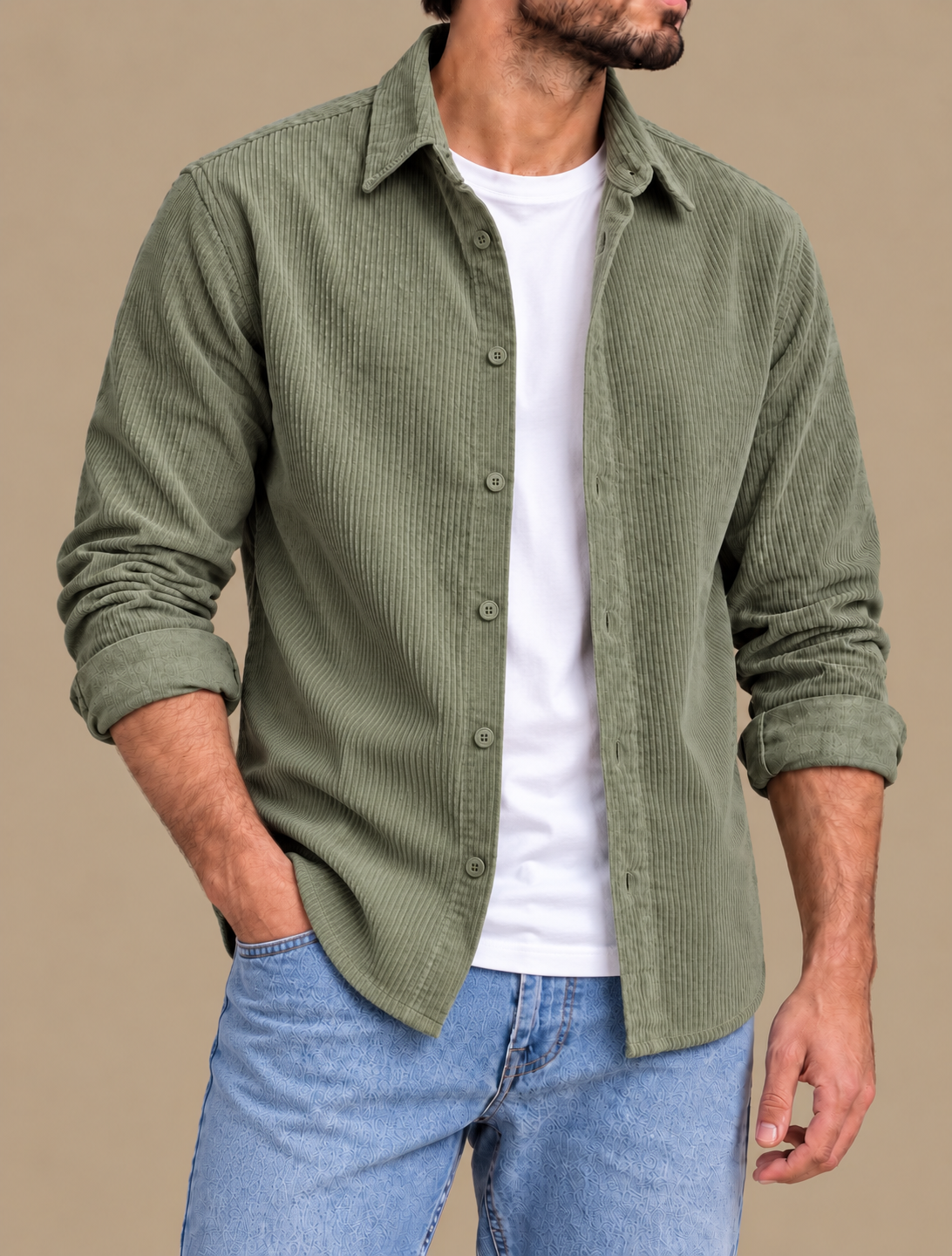 Olive velvet shirt