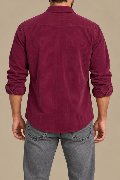 Burgendy Long sleeve velvet shirt