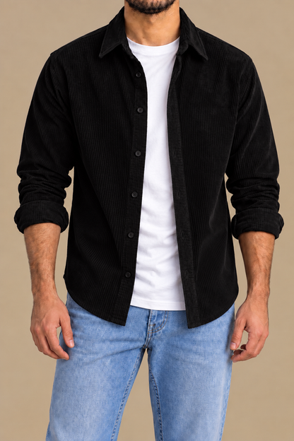 Black long sleeve velvet shirt