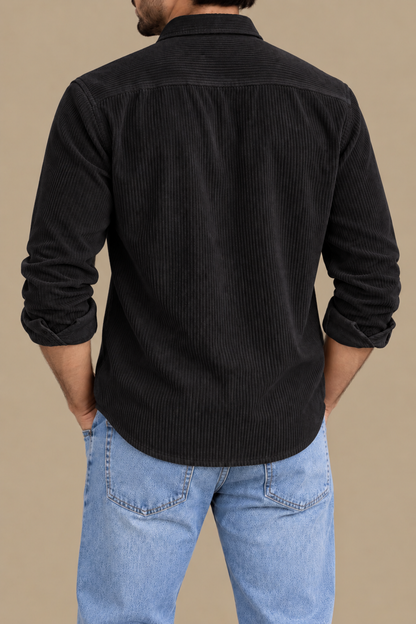 Black long sleeve velvet shirt