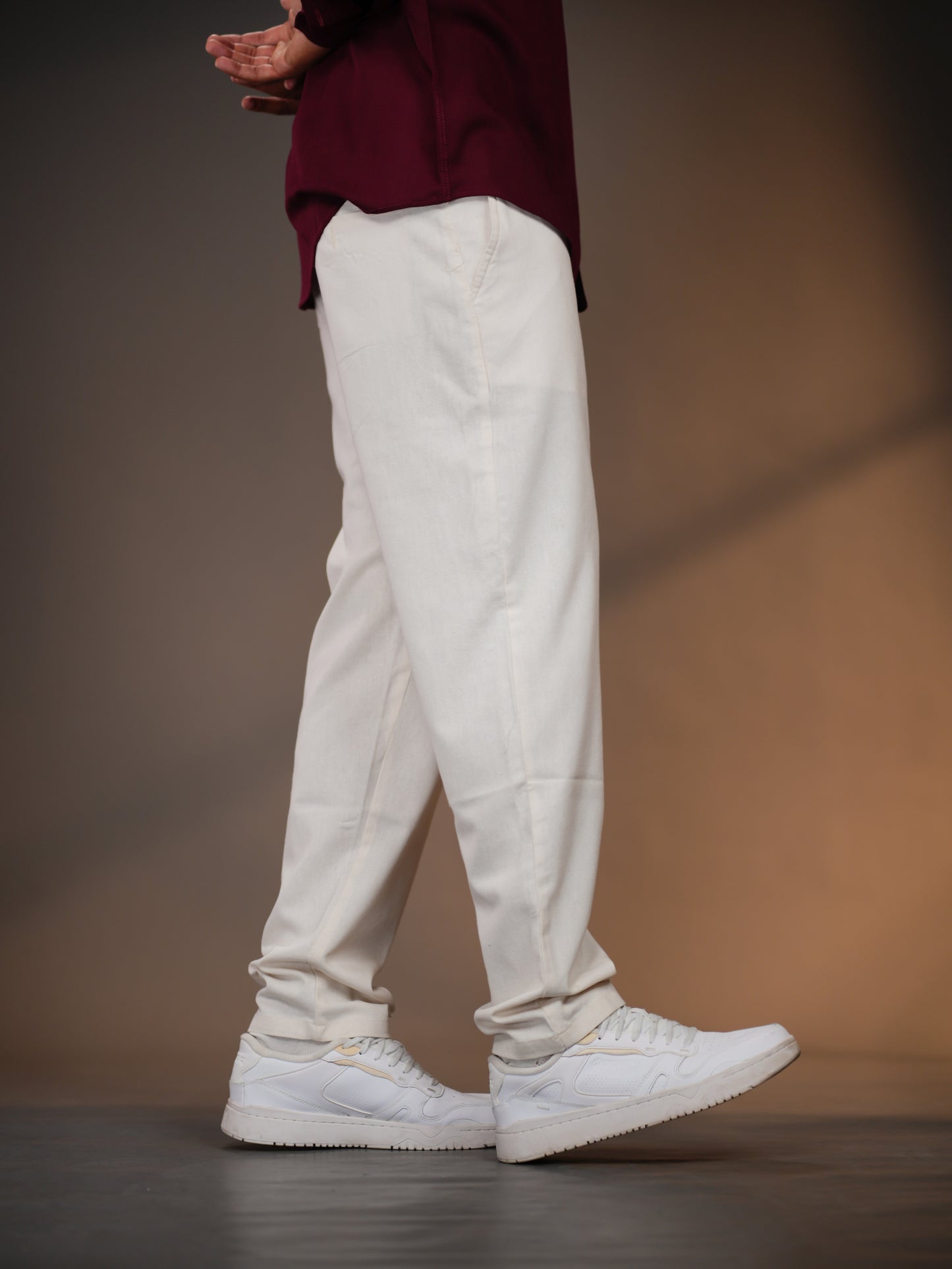 Off-White Straight Fit Linen-Blend Trousers