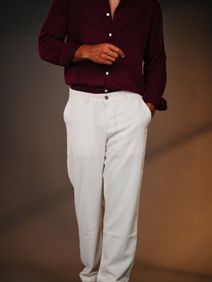 Off-White Straight Fit Linen-Blend Trousers