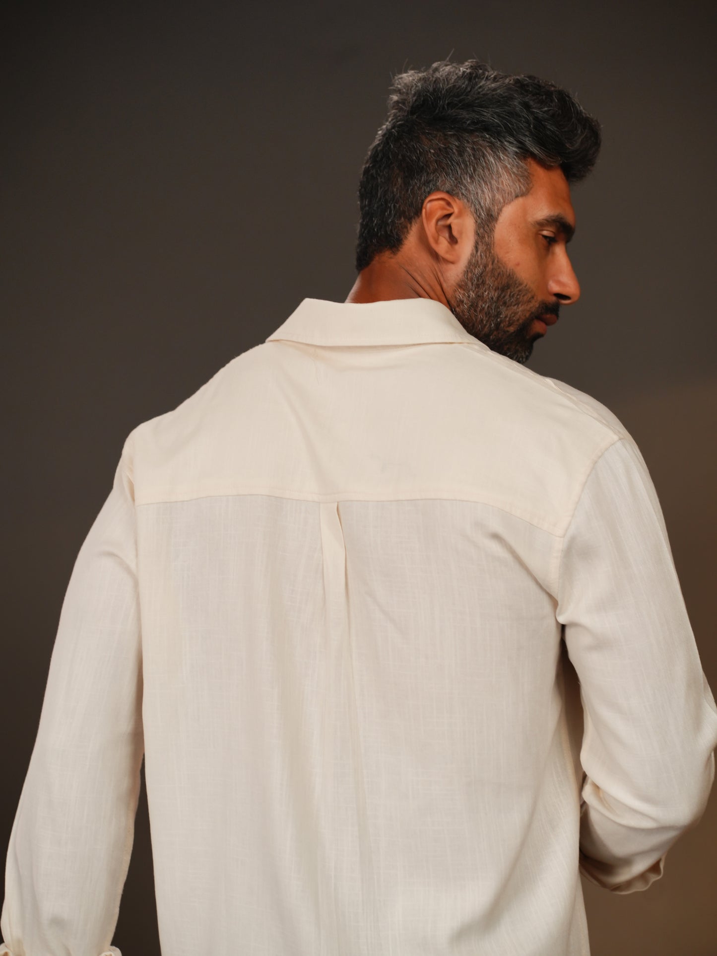 Off-white Regular Fit Linen-Blend Shirt